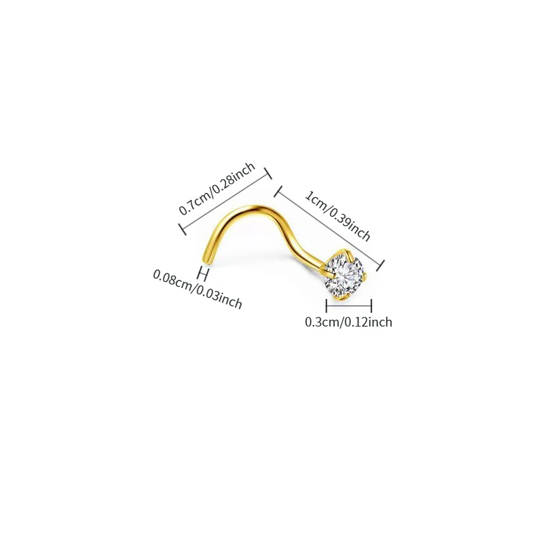 1/3/5Pcs Minimalist Curved Bar Nose Studs Stainless Steel CZ Inlaid Nose Piercing Jewelry For Women Daily Wear view 5