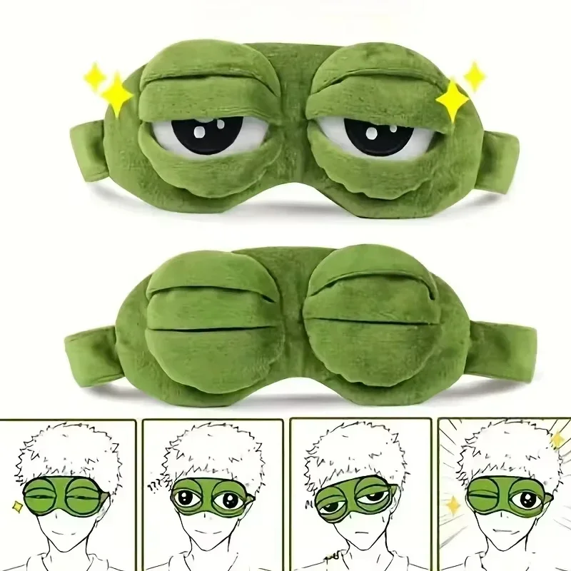 Máscara de Olhos em Formato de Sapo para Festa, Máscara Divertida de Desenho Animado, Acessório de Cabelo Moderno de Pelúcia, Venda para os Olhos Macia e Portátil para Viagem