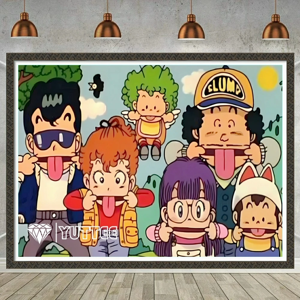 Anime Dr-Slump 5D DIY Full Diamond Painting Embroidery Cute Japan Cartoon Girl Mosaic Cross Stitch Kids Gift Room Decor