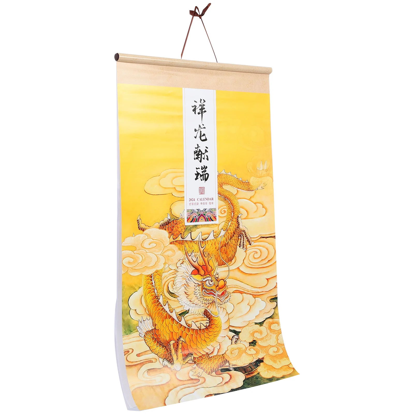 

2024 Chinese Wall Scroll Calendar Exquisite Room Decor Clear Information Festival Gift for Family Wall Calendar