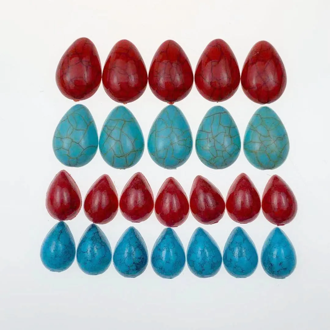 

300pcs Teardrop Red/Blue Turquoise Bead Flat Back For Sewing Dress Garment Bag Shoe Headwear Jewelry Phone Case Nail Art Craft
