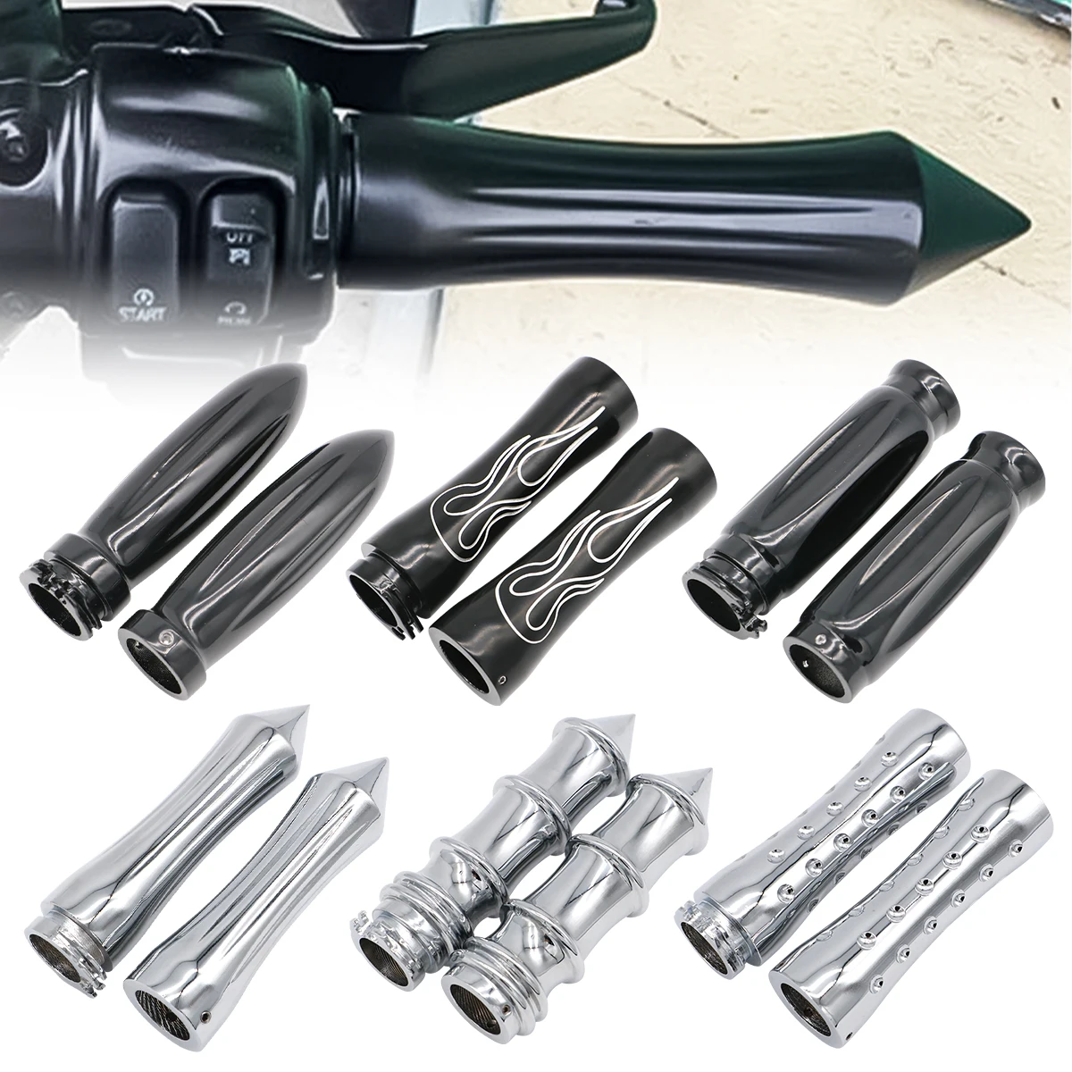 Motocykl 1 "lub 7/8" Spike Flame uchwyt na kierownicę uchwyty do kierownicy dla Harley Honda Kawasaki Suzuki Yamaha Cruiser Chopper niestandardowe