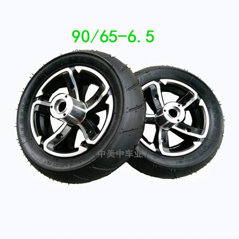 Electric Scooter 11 Inch Vacuum Tire 90/65-6.5 Inner and Outer Aluminum Wheel Front and Rear Wheel Hub Tire Assembly