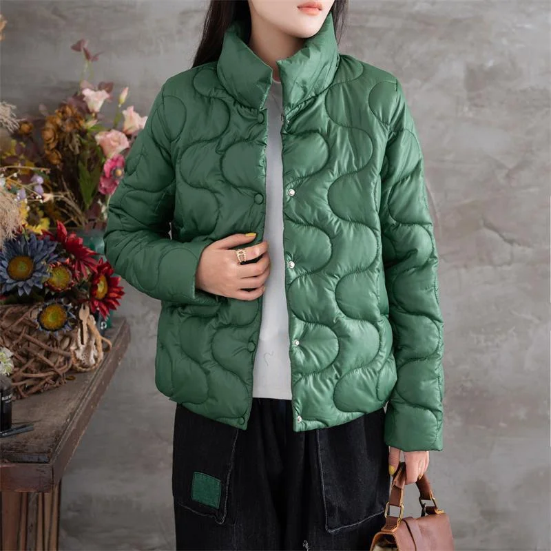 2024Winter New Padded Jacket Down Padded Jacket Women Stand Collar Loose Parkas All-Match Outerwear Thick Puffer Coat Female Top