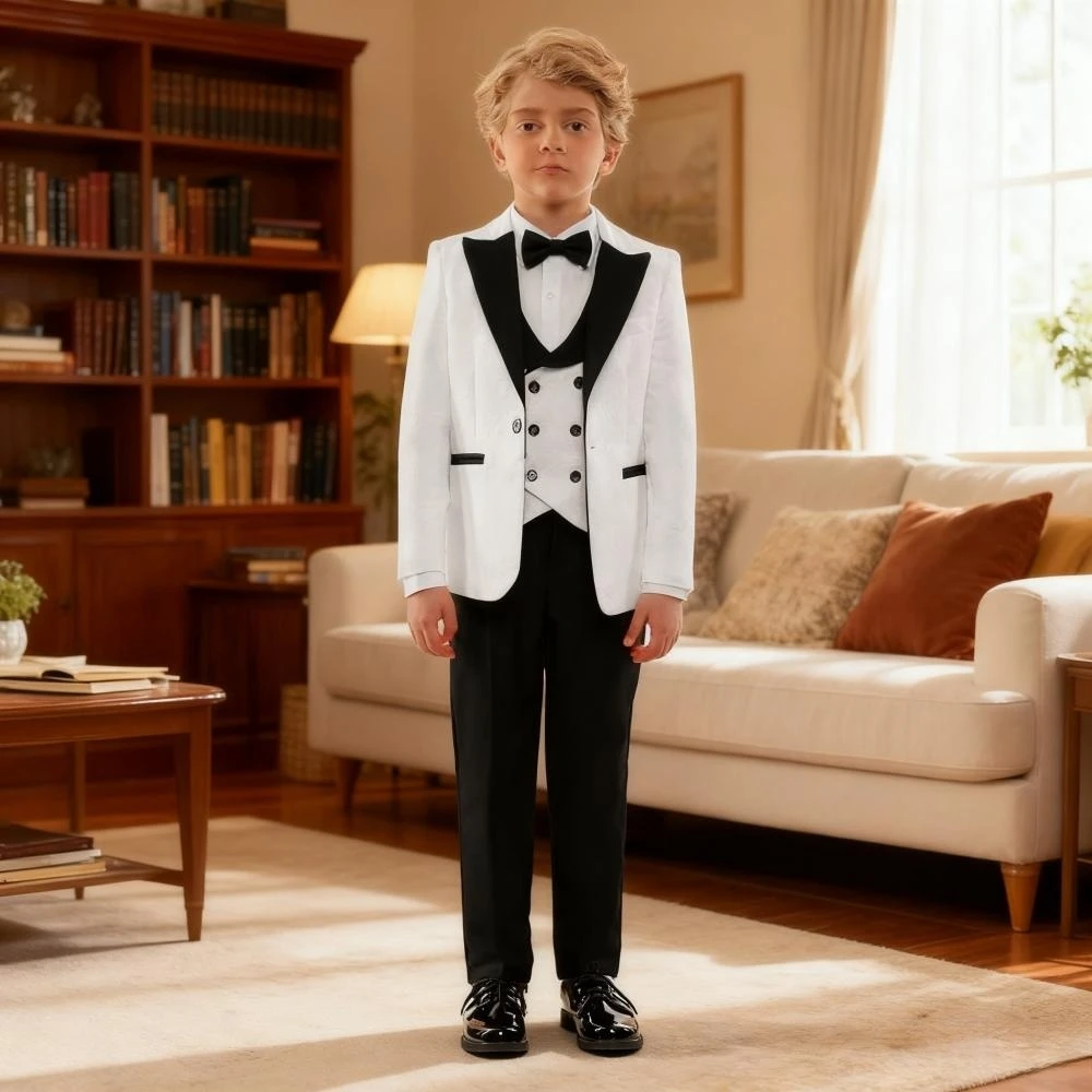 

Jacquard Kids Slim Fit Suits 4 Pieces Wedding Ring Bearer Outfit 3-14T Handsome Smart Boys Suit Set Birthday Party Tuxedo