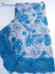 French Sequined Lace Fabric 2025 High Quality Luxury Nigerian Mesh Tulle African Lace Fabric Net Wessing Dress for Women A4374