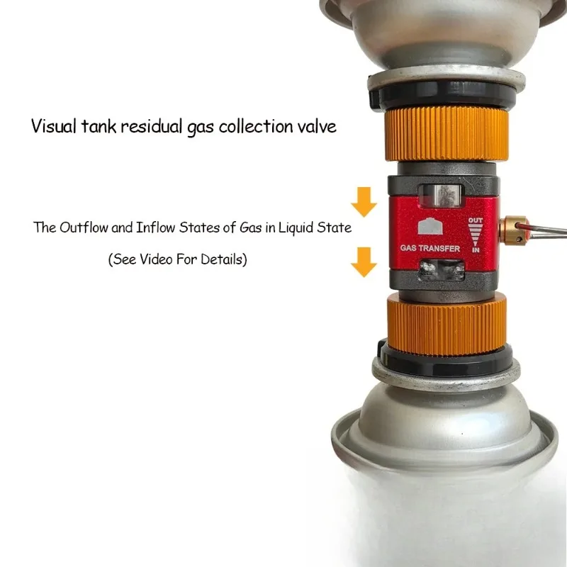 Outdoor Camping Visual Gas Tank Converter Gas Tank Residual Valve  Mutual Tank Refill Valve Adapter