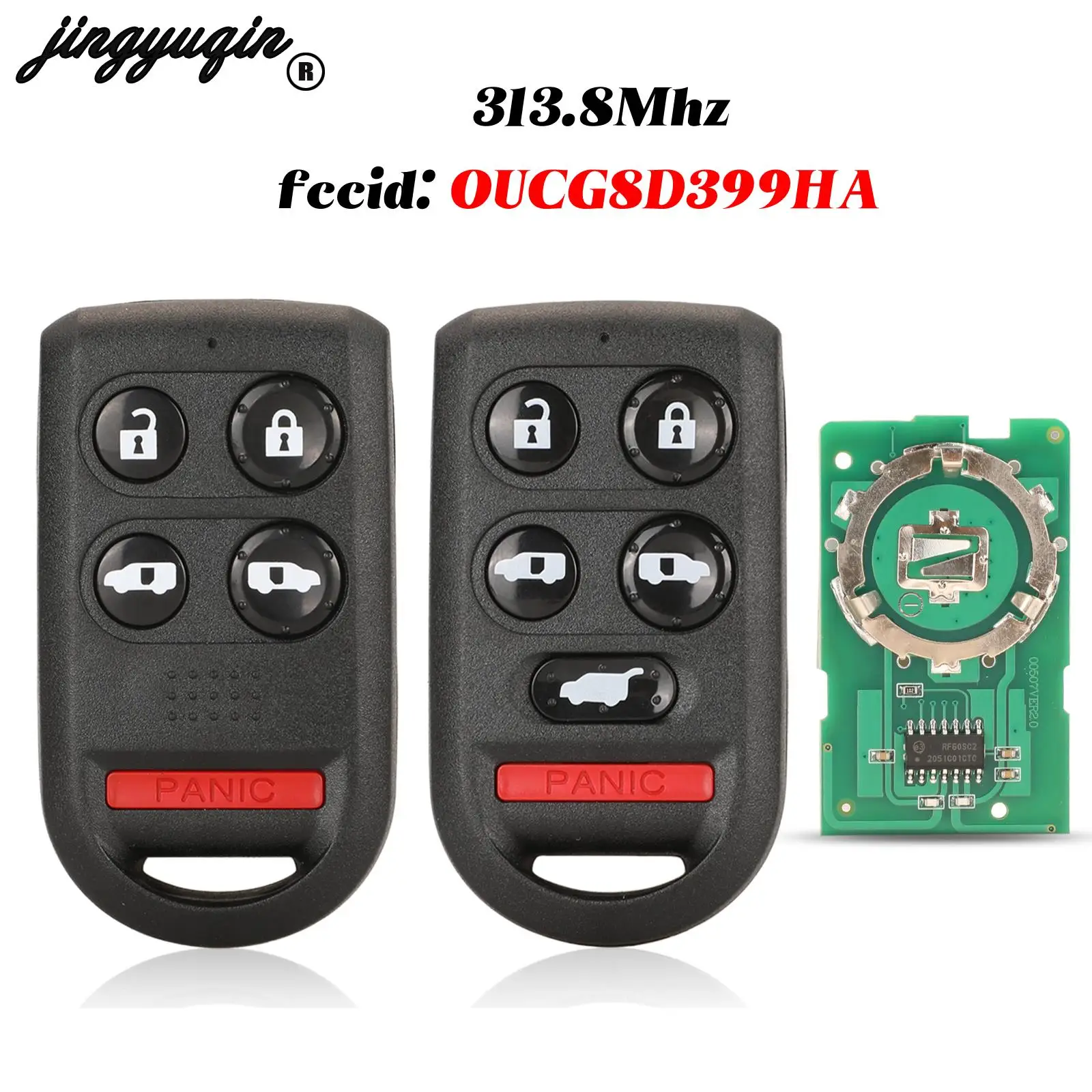 jingyuqin 5/6 Buttons For Honda Odyssey EX EXL Odyssey Touring Fob 314Mhz Smart Remote Car Key fccid: 2AOKM-HD399 Replacement