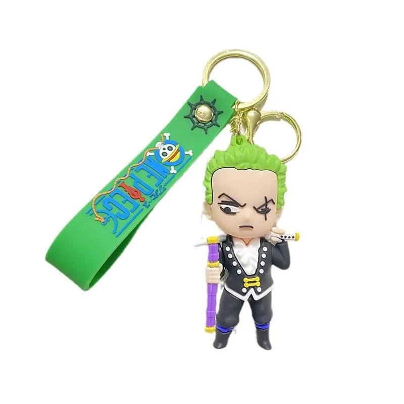 سلسلة مفاتيح على شكل رسوم متحركة يابانية قطعة واحدة لوفي زورو كاواي هدية صغيرة بضائع أنيمي
