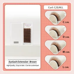 Seamulan Brown Eyelash Extension High Quality Soft Natural Synthetic Mink Lashes C/D/M/L Brown Lashes Not Easy To Knot