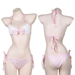 Lolita dolce reggiseno intimo Sexy e mutandine Set costume da bagno Kawaii rosa bianco Bikini vestito per le donne costumi Cosplay Lingerie calda