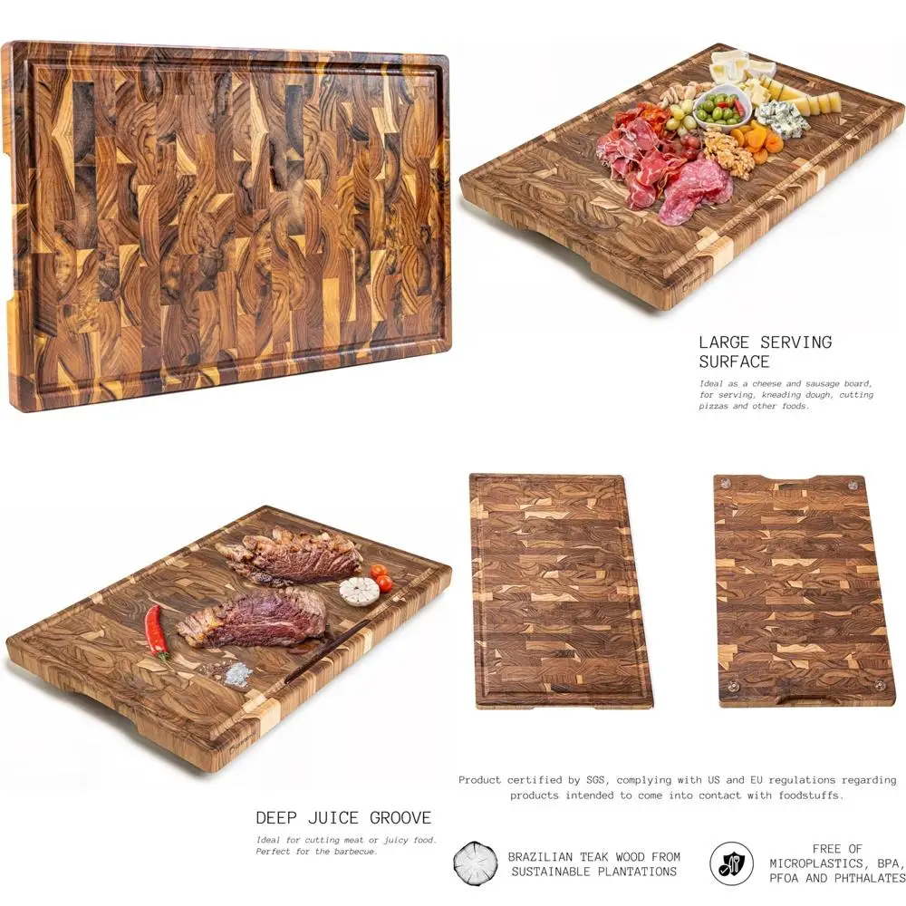 

Extra Large Thick Wooden End Grain Cutting Board for Kitchen, XXL Size, 23x15x1.5, with Juice Groove, Durable and Functional