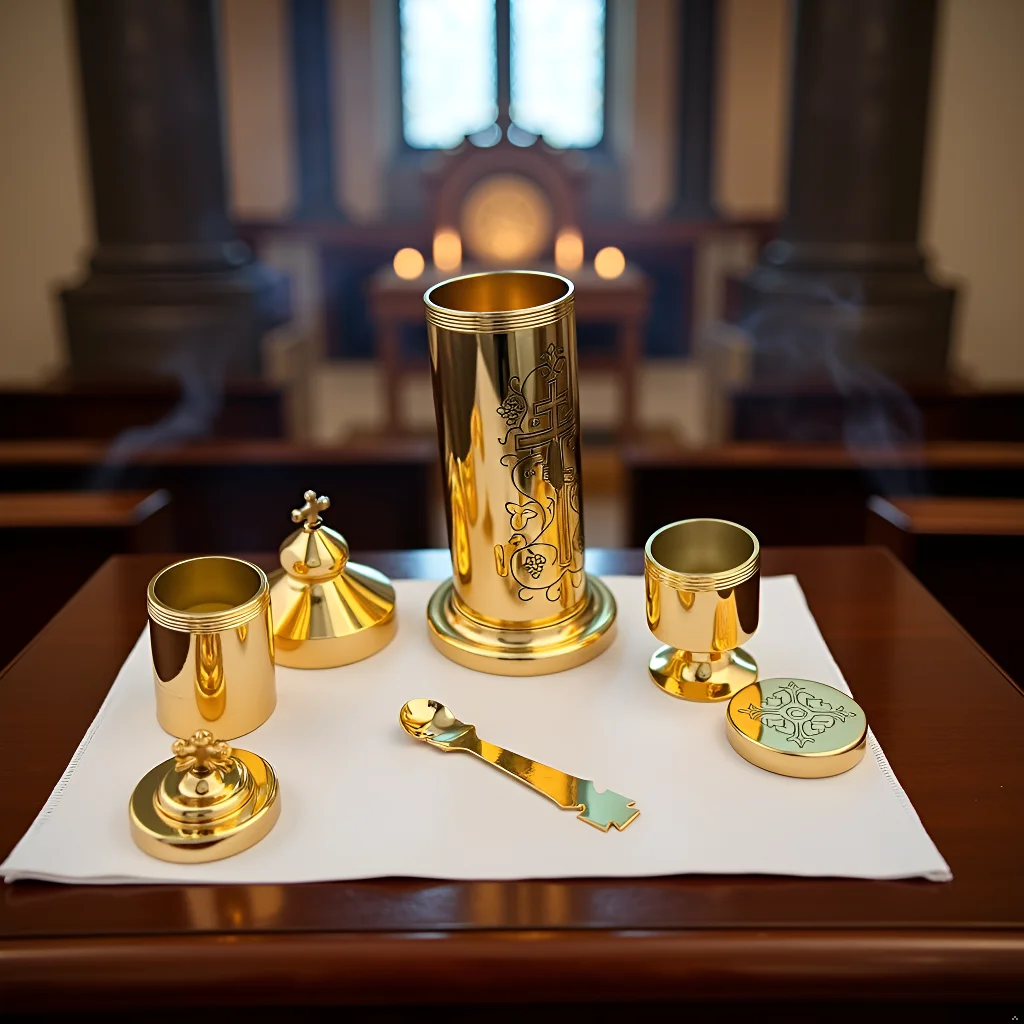 HTISOK Neue Dongzheng-Lampe, religiöse Öllampe, Zinklegierung, Dongzheng-Kreuz-Design, Metallbecher für Weihwasser, geeignet für den Familiengebet. – Detail 6
