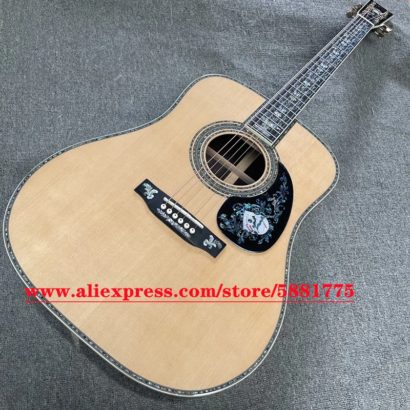 2024 Factory customized D body 100 series full solid acoustic guitar, ebony fingerboard, abalone shell binding and inlay