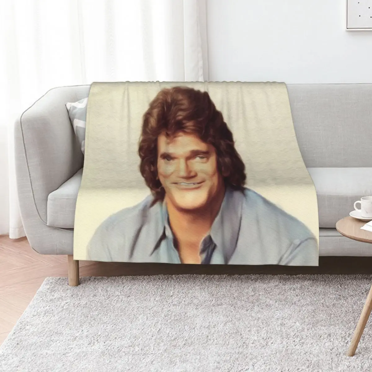 Michael Landon, Actor Throw Blanket Flannels Personalized Gift Soft Travel anime wednesday Blankets