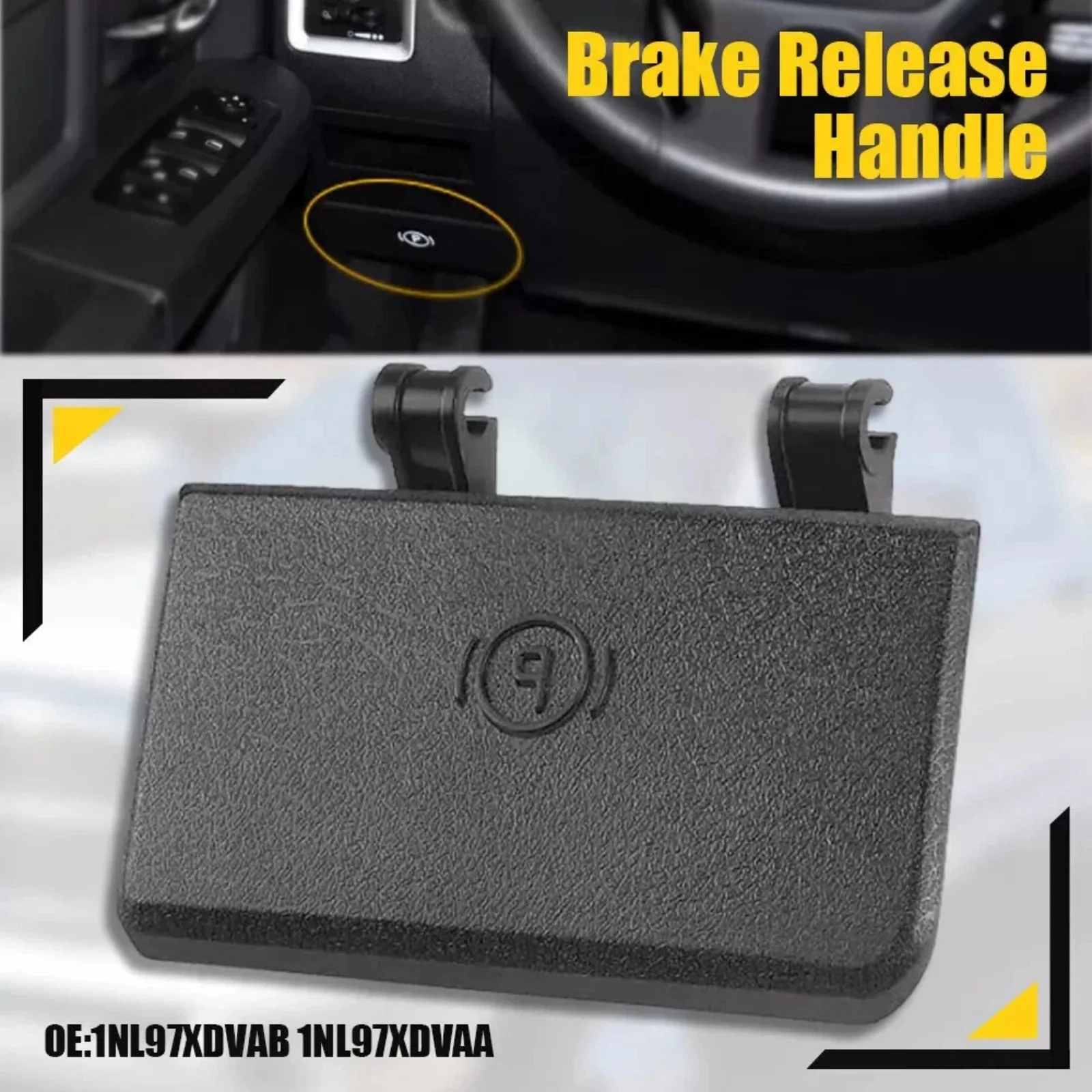 Parking Brake Release Handle Replacement Black Plastic 1NL97XDVAB 1NL97XDVAA for Dodge Ram 1500 2500 3500 4500 5500 2009-2018