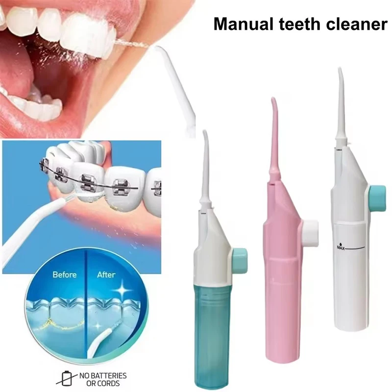 Irrigador Bucal Portátil de Alta Presión, Hilo Dental Manual, Palillo de Agua para Limpieza Dental