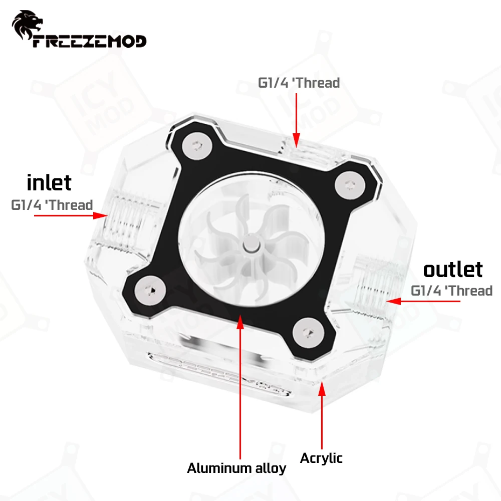 FREEZEMOD Water-cooled Acrylic Liquid Speed Visual Module 3-channel G1/4 'thread Flow Rate Real-time Observation PC MOD LSJ-JX1