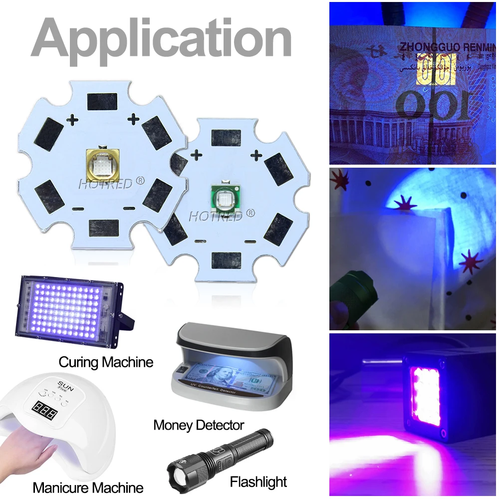 UV LED 1W 3W XPE 3535 Epileds LG Vertical Quartz Glass Chip 45mil Purple Light Beads 60/120Degree 365nm For Verify PrinterCuring