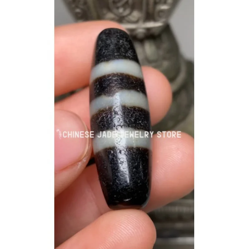 Himalayan Tibetan DZI Beads Old Agate 3 Line Totem Amulet Pendant GZI