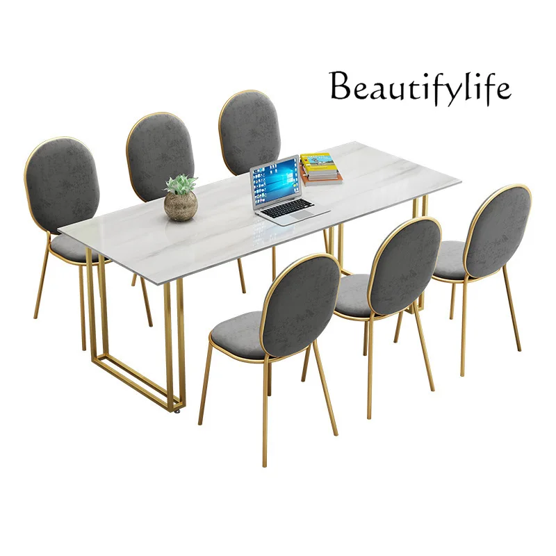 Nordic marble office desk and chair combination staff training conference table simple long negotiation table