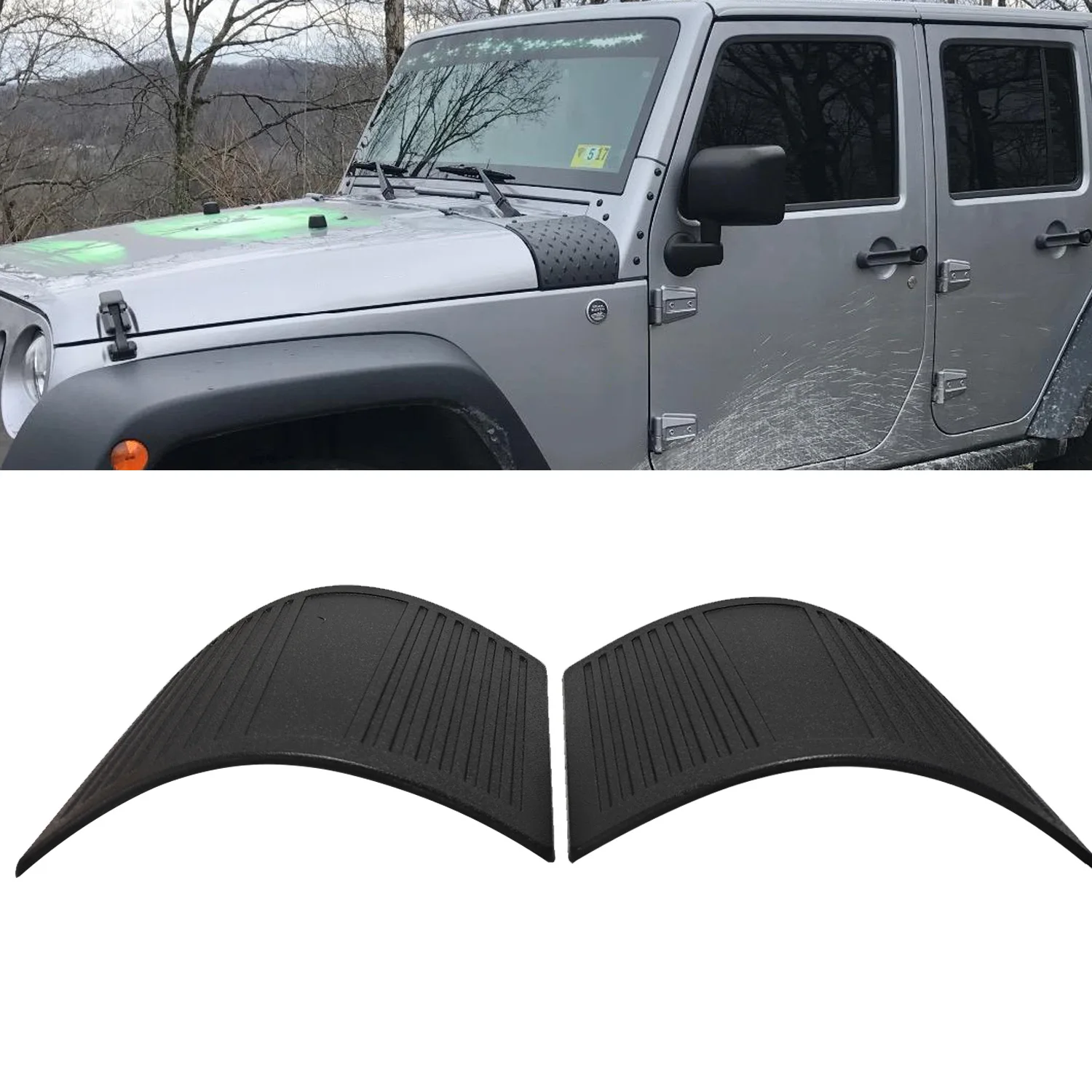 

Car Cowl Body Armor Outer Engine Hood Cover Cowling Pillar Guards for Jeep Wrangler JK Rubicon Sahara Unlimited 2007-2017