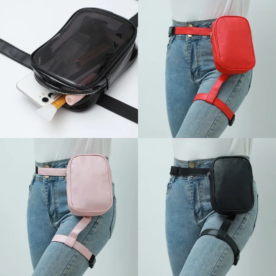 

【New Arrival】Women's Black Leather Thigh Bag, Multi-Way Waist & Leg Harness Pouch, Casual Streetwear Belt Bag for Travel & Daily Use