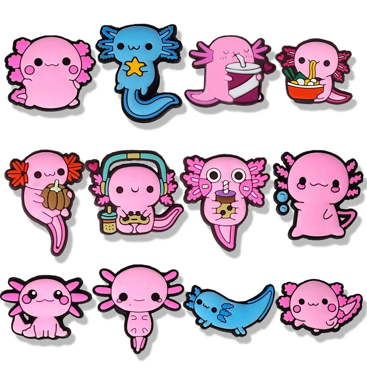 12Pcs Pink Shoe Charms Salamander Shoes Accessories Decoration Buckle Fit Slides Clog Sandal Wristbands Accessory