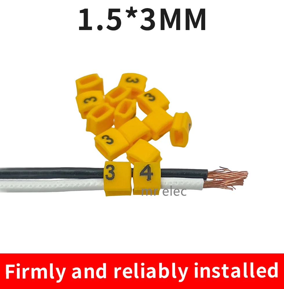 flat yellow  0 to 9 Arabic Numerals 0.3mm ²  Cable Wire Marker  Label Tube Cable Marker