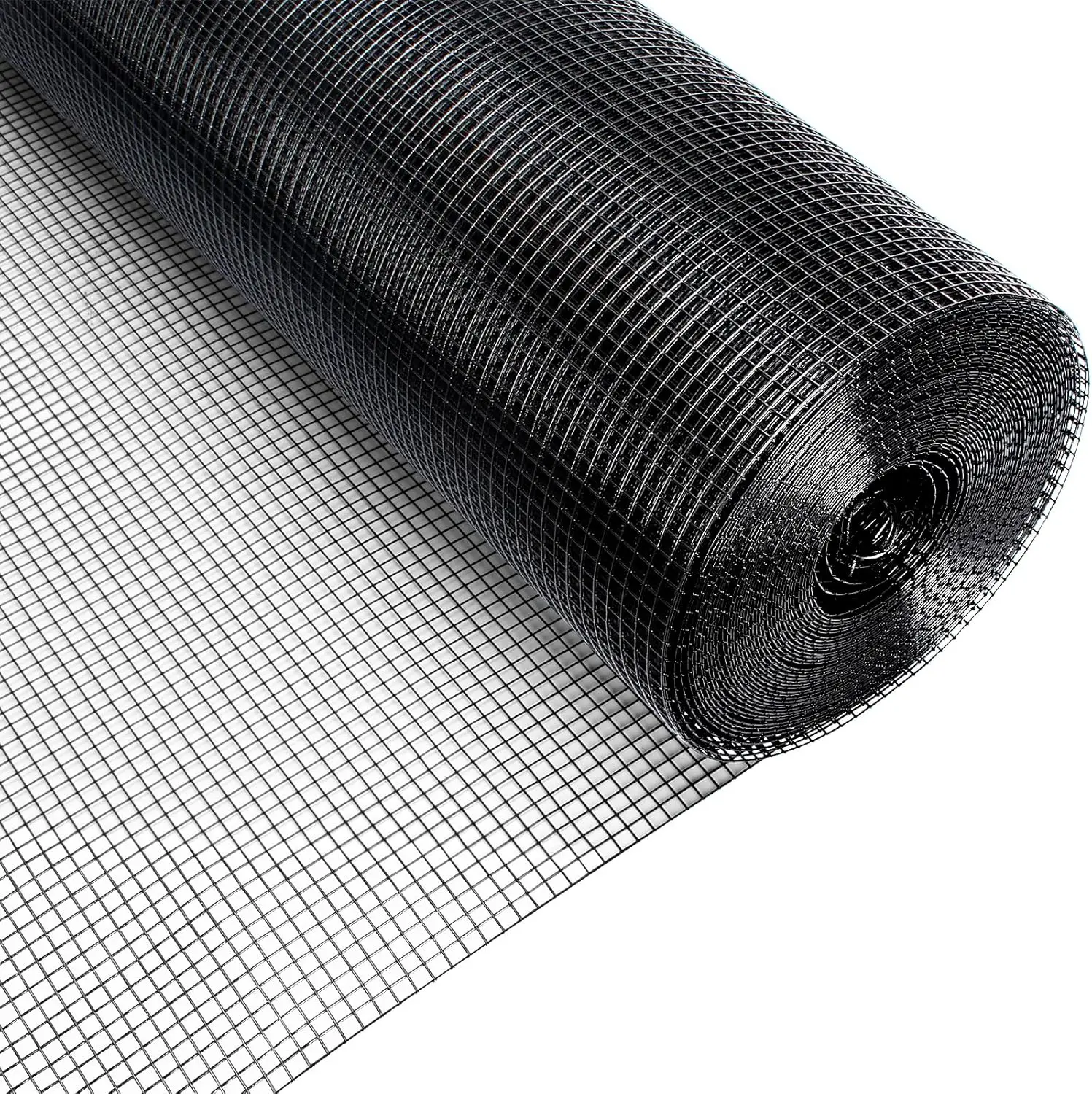 

24" x 50' PVC Coated Chicken Wire Fence Galvanized Welded Mesh Roll for Garden Rabbit Cage, Black