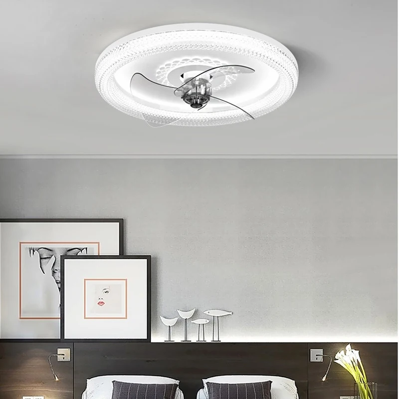 

Nordic Invisible Smart APP Led Ceiling Fan Light Modern Bedroom Loft Bar Decoration Indoor Ceiling Ligts With RC Dimmable