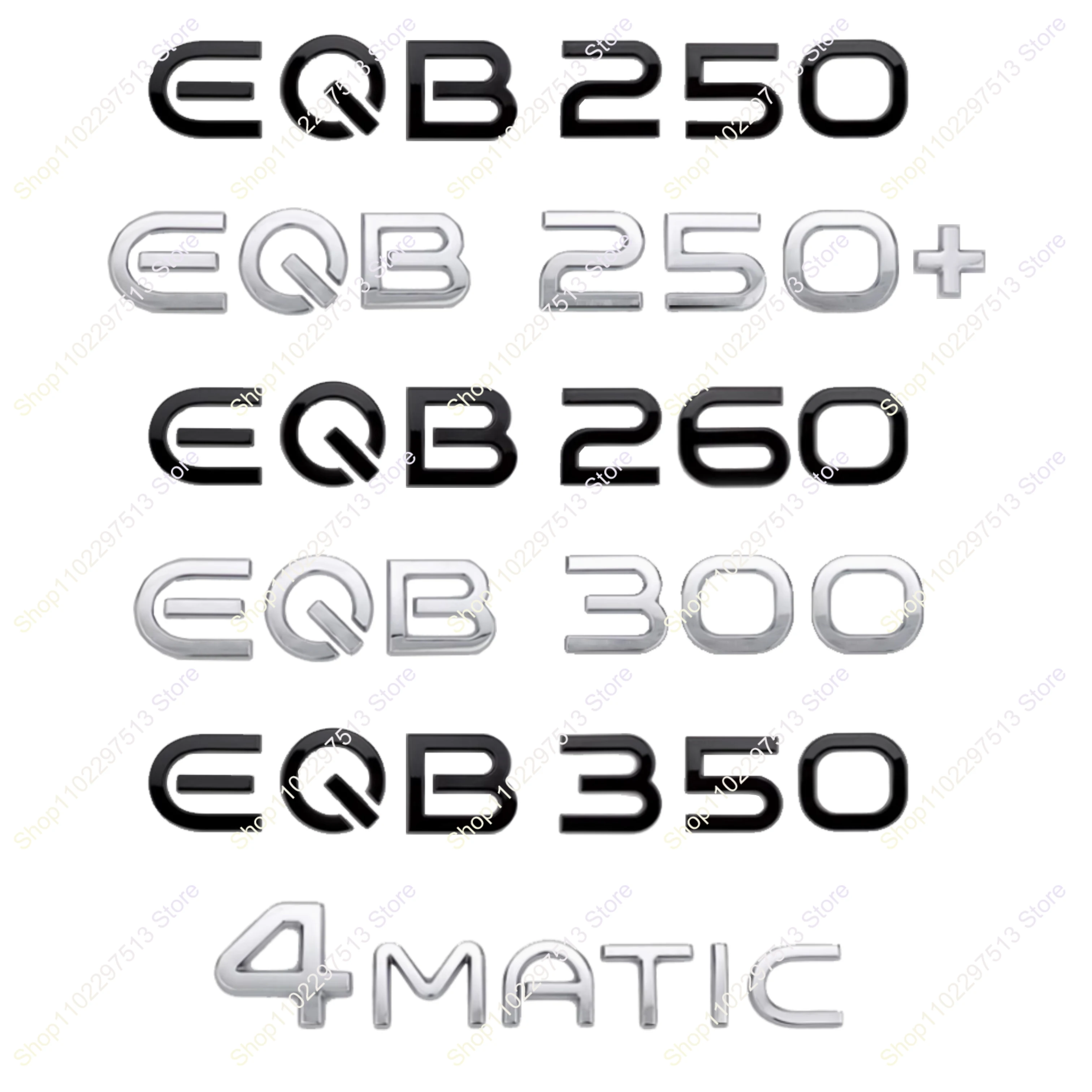 

New Style ABS Car Trunk Badge Sticker Accessories 3D Chrome Black Letters EQB250 EQB260 EQB300 EQB350 Emblem For X243 Series