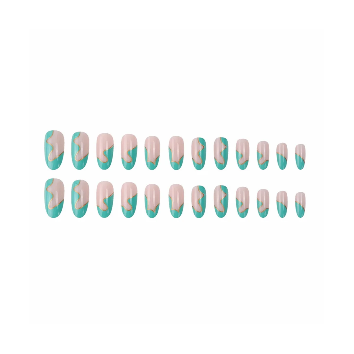 Removable Green Nails - Gel Nails 12 Sizes, No Need File Pre-Shaped Press on False Nails Nail Extensions Y-30