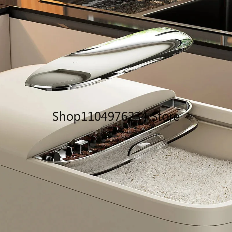 صندوق تخزين الأرز المنزلي سعة 10 كجم مع غطاء، مقاوم للحشرات والرطوبة، مناسب لتخزين حاويات المطبخ