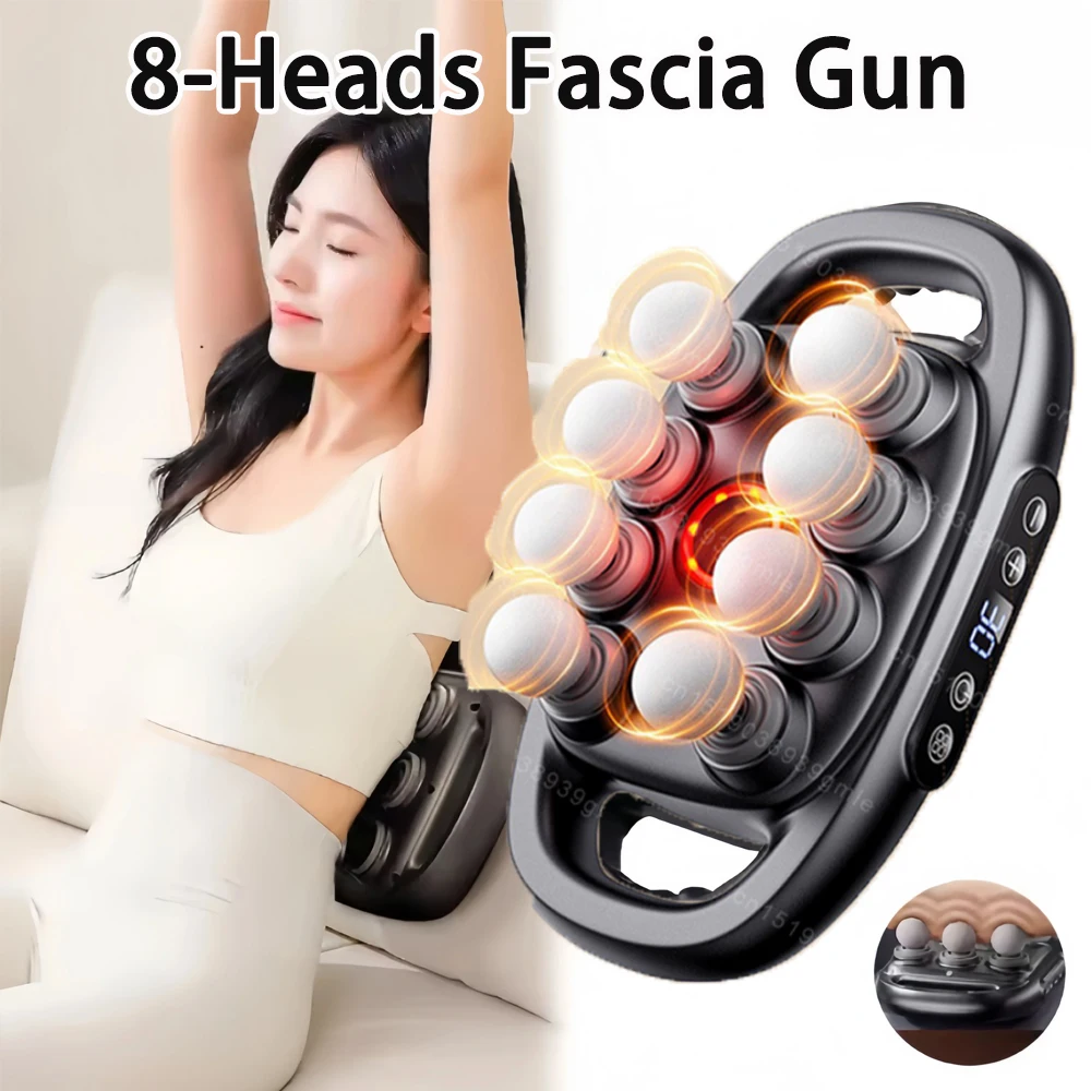

Fascia Gun Muscle Massager 8-Head Gun High Frequency Back Waist Massage Machine Body Shoulder Fascia Massage Gun Gym Relax Tool