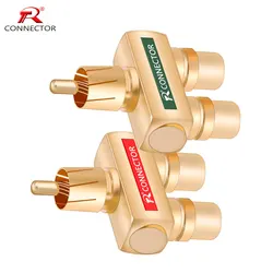 1Pair RCAxMale Plug to 2xRCA Female Socket Connectors, Excellent Gold Plated RCA HIFI Audio Terminals