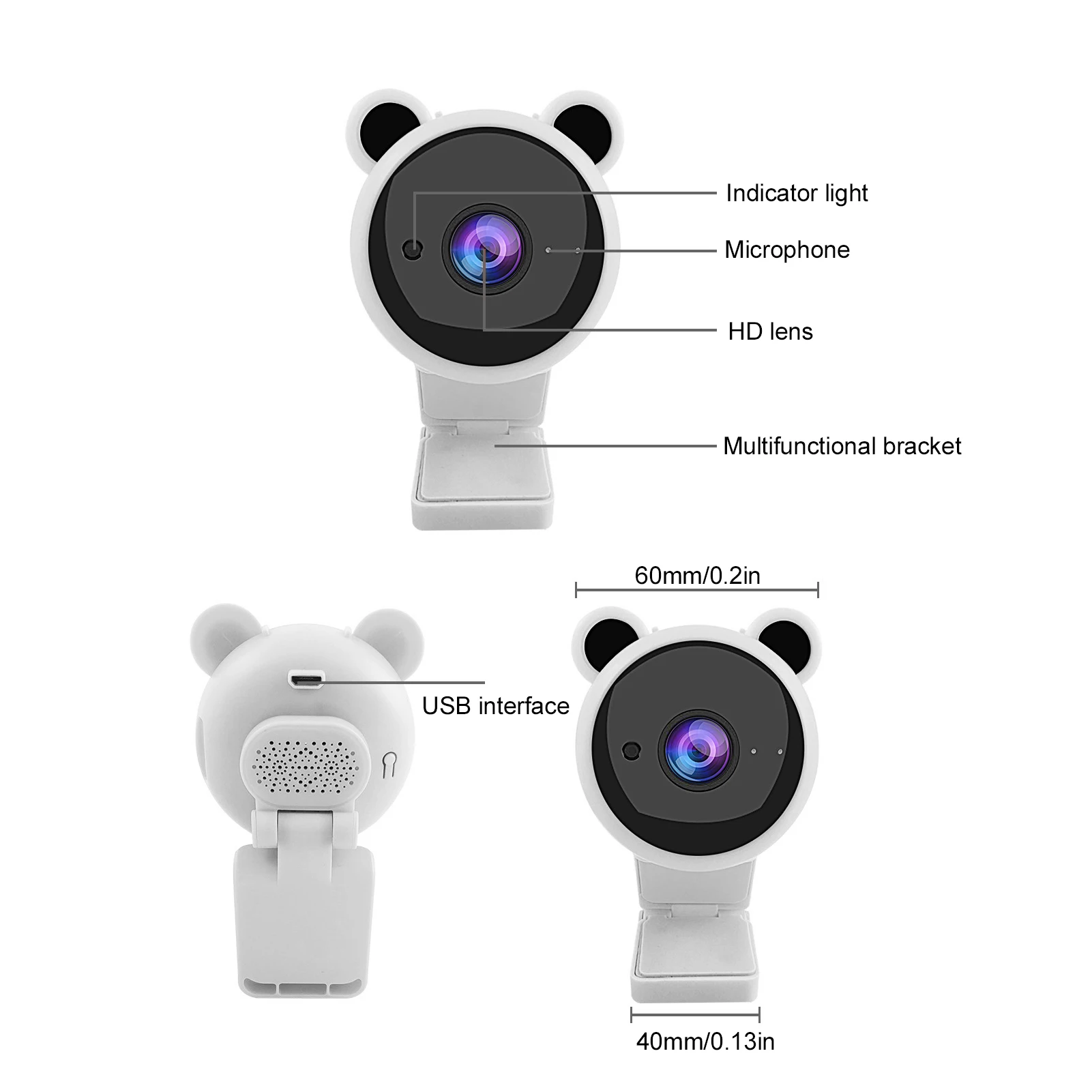 1080P HD USB คอมพิวเตอร์กล้องบันทึกวีดีโอไมโครโฟนในตัวเว็บแคมดิจิทัลสำหรับการถ่ายทอดสด (สีขาว)