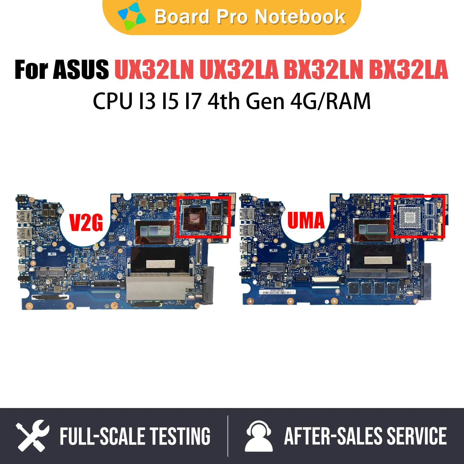 

UX32L Notebook Mainboard For ASUS UX32LN UX32LA BX32LN BX32LA UX32LA-LN Laptop Motherboard CPU I3 I5 I7 4th Gen 4G RAM GT840M