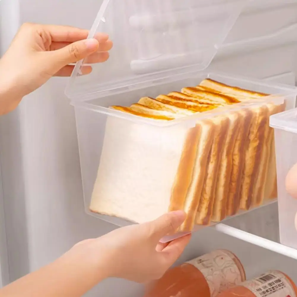 

Right-angled Structure Bread Holder Bread Bin Capacity Transparent Bread Box with Air-tight Seal for Kitchen Storage of for Home