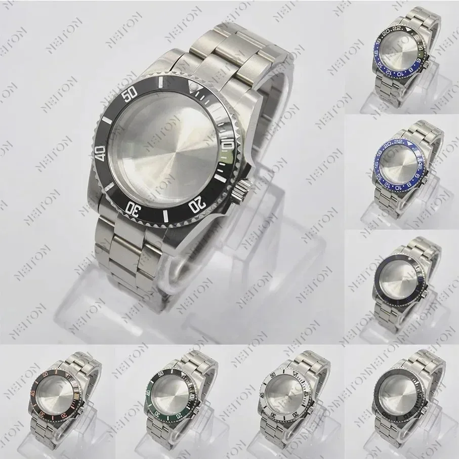 40mm SUB Black PVD NH35 Case  Black Fit ETA2836 NH35/36 Mingzhu DG2813/5833 Miyota 8215/8205 Back Transparent Glass