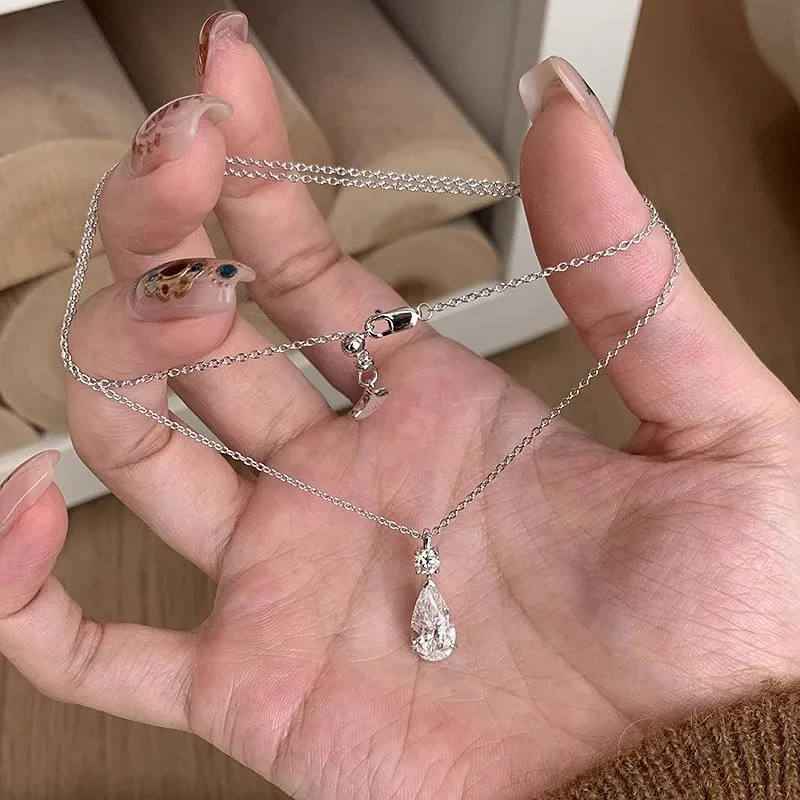 Female contracted all build delicate cold feeling a drop of tears collarbone chain 9999gold
