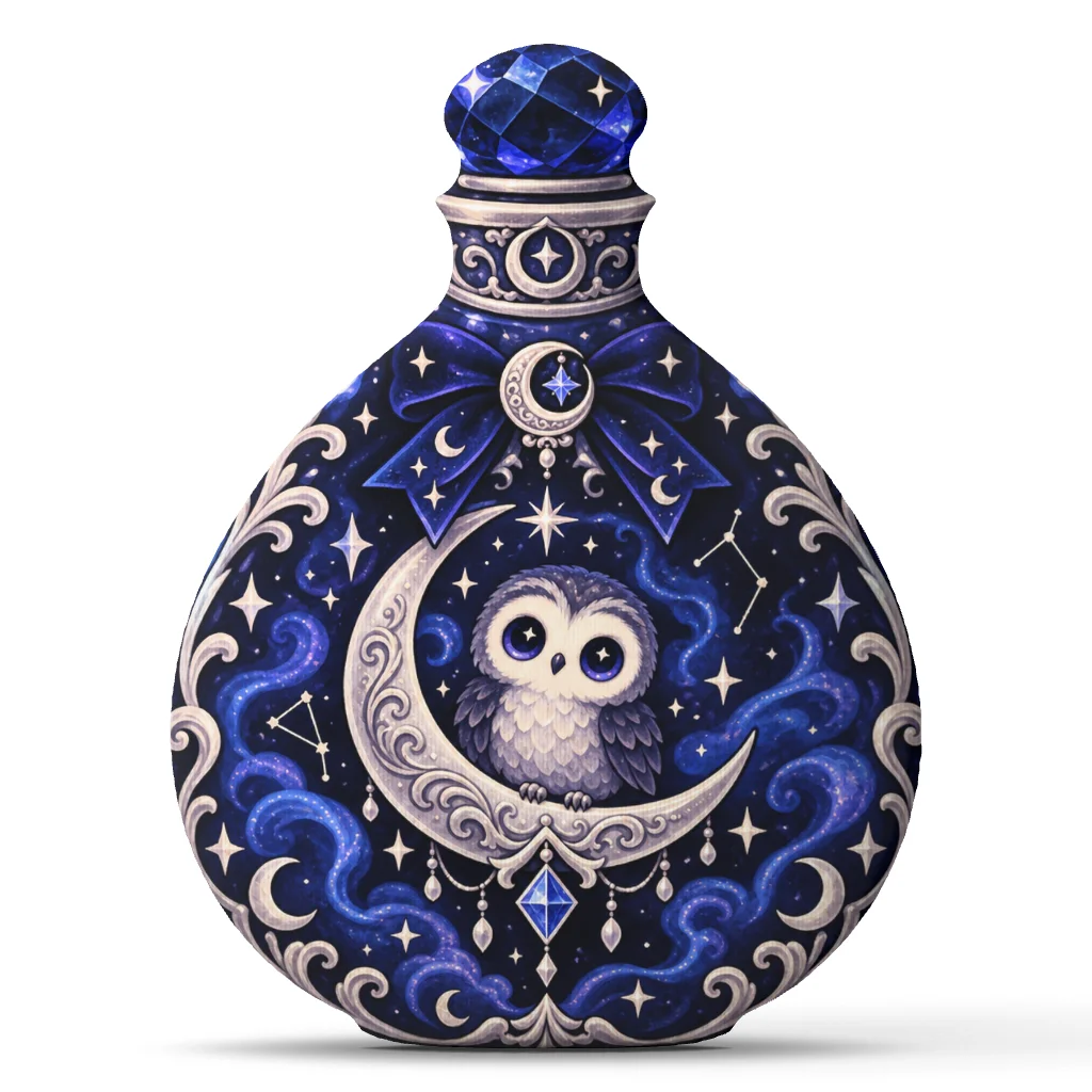 Celestial Owl Moon Potion Bottle Shaped Plush Pillow Mystic Astrology Cushion Witchy Throw Pillow Gothic Home Decor Gift