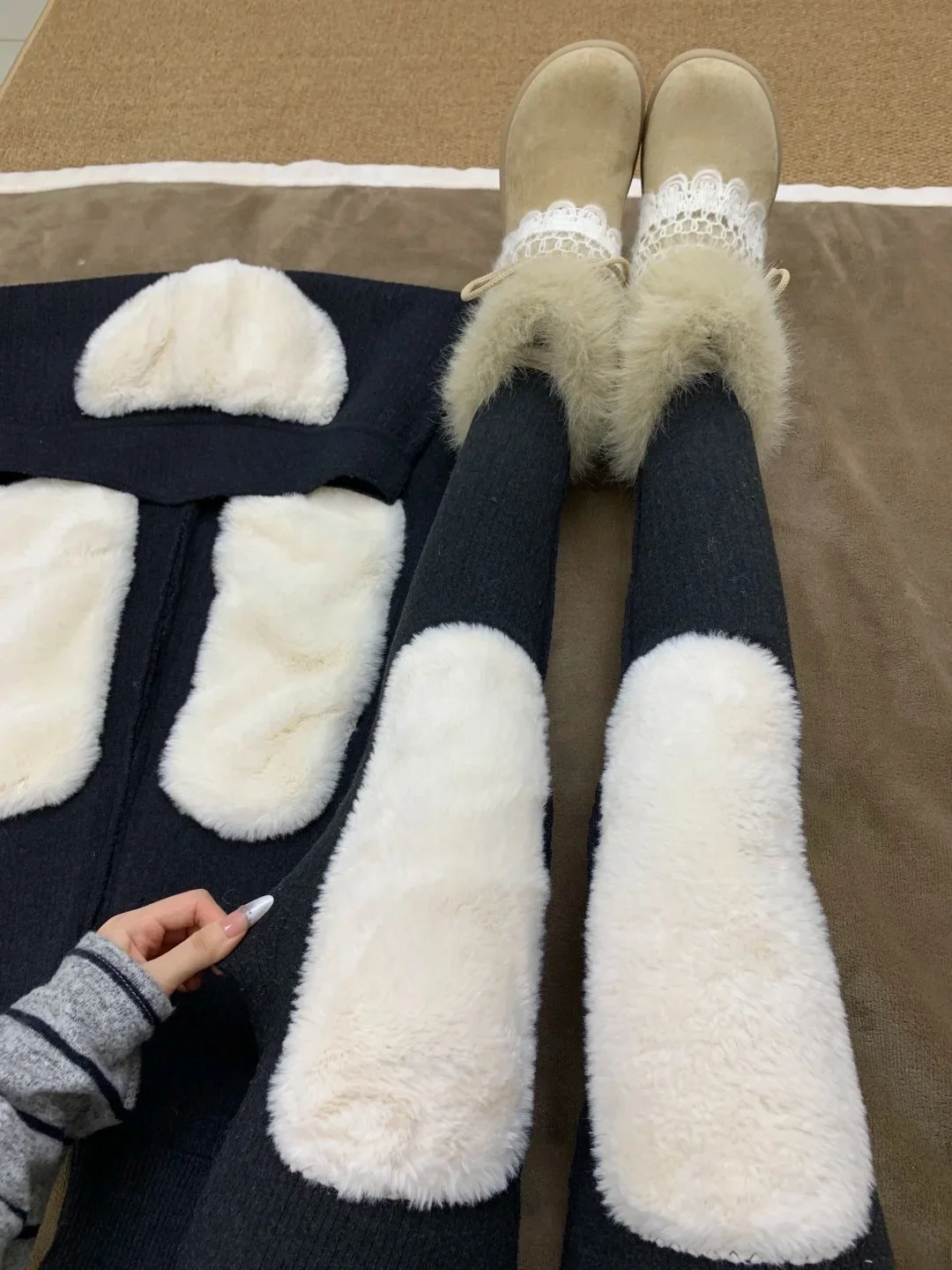 Harbin Thickened Fleece Lined Men's Wool Pants Winter Warm Cotton Trousers for Middle Aged And Elderly People Home Heating Pants