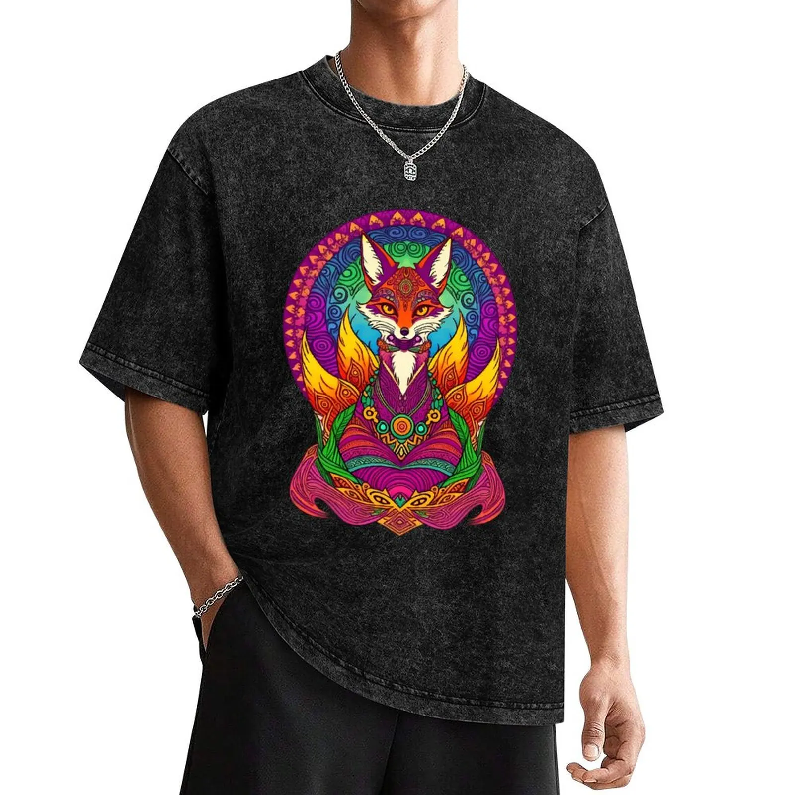 Ayahuasca Shaman Fox T-Shirt blanks anime tshirt customs valentines boutique clothes oversized t shirt men