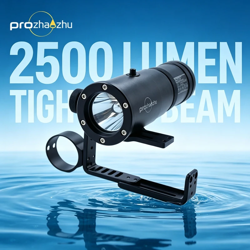 PROZHAOZHU DL-D09M 2500LM 150M IP68 Waterproof Diving Torch Goodman Handle Professional Scuba Underwater Light