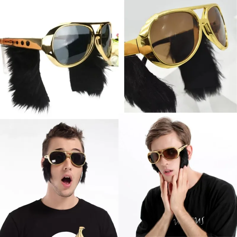 الجدة الذهب النظارات الشمسية مضحك اللحية نظارات 70s ديسكو زي هالوين تمويه نظارات الفيس حفلة موسيقية روك كرنفال اكسسوارات