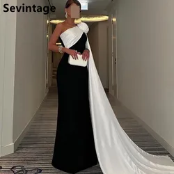 Eightale Customized White Black Contrast Color Evening Dress One Shoulder Straight Prom Dress Women Party Gown Dubai 2025