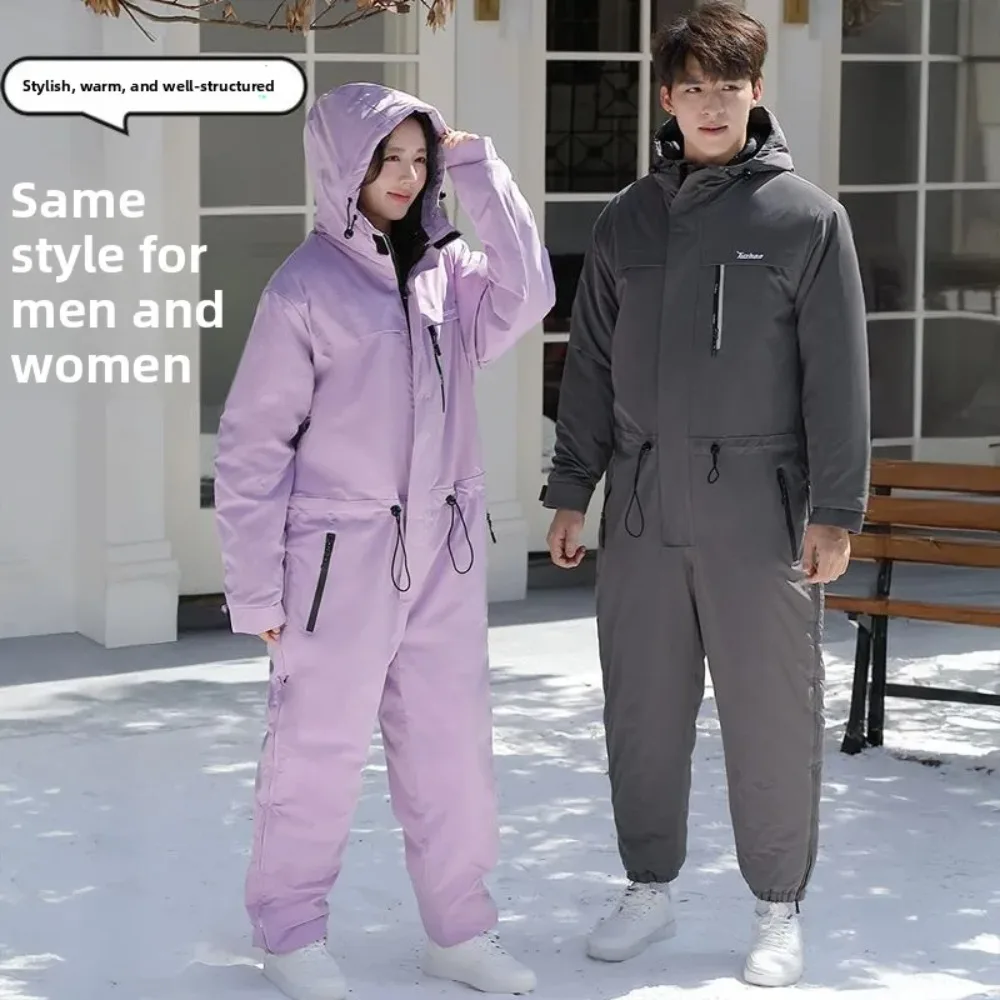 Windproof Cold Proof Winter Cycling Clothing Thick Warm Integrated Set Fishing Skiing Moto Riding Gear