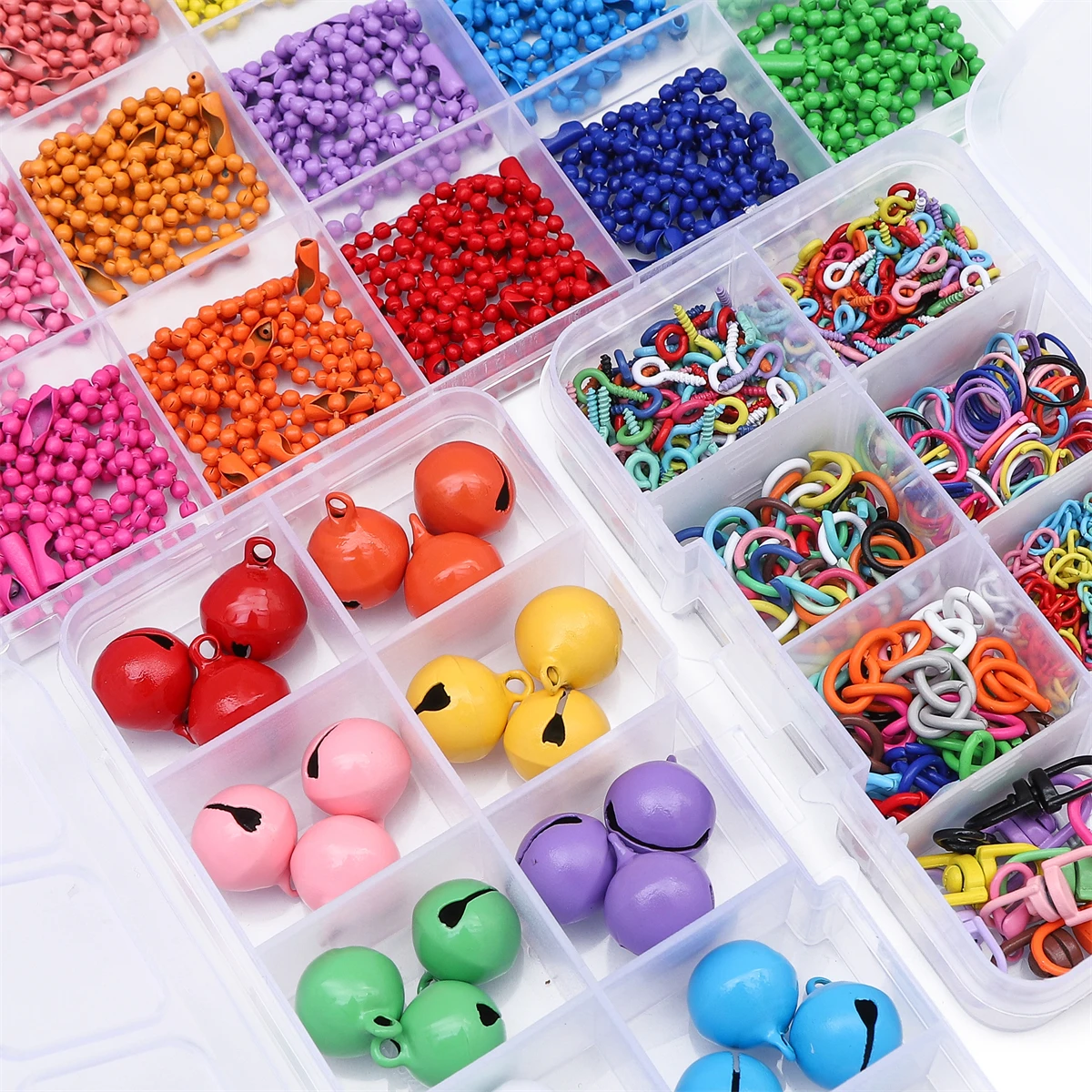 8/10/24 grid set box, spray painted bell, iron bead chain, keychain accessory, handcrafted DIY production, jewelry bracelet, ear