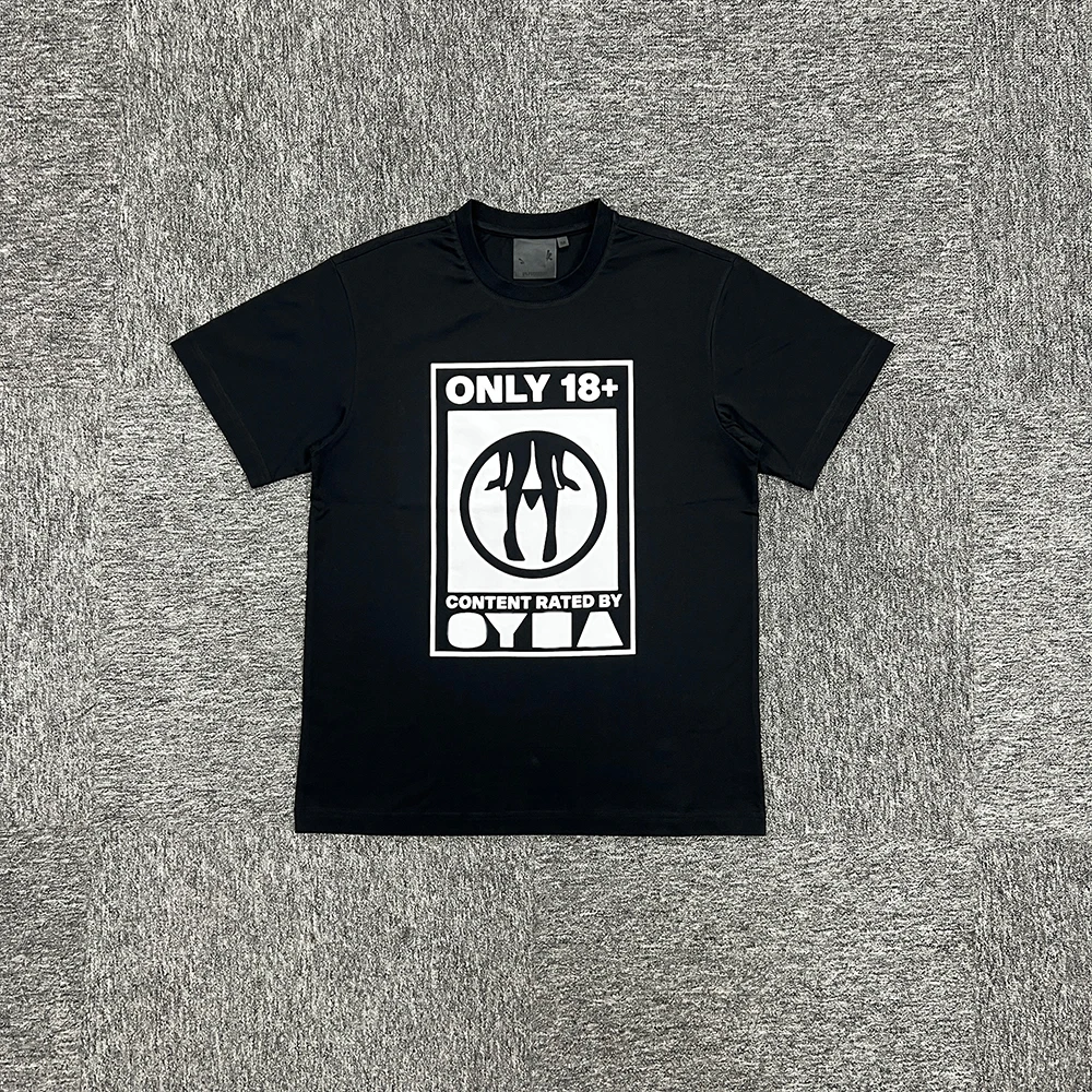 

SY-53 Хлопковая футболка унисекс с короткими рукавами Футболка для бега Летний спортивный костюм Топ 18+' Белая футболка с принтом ЧЕРНЫЕ повседневные спортивные топы